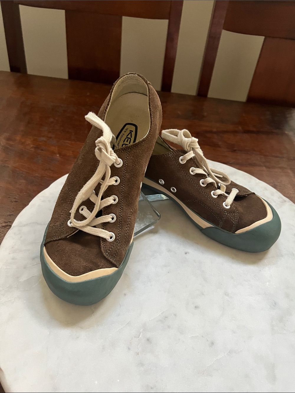 KEEN Coronado Collection III Casual Suede Sneakers Shoes Brown/Blue Cream W-9.5